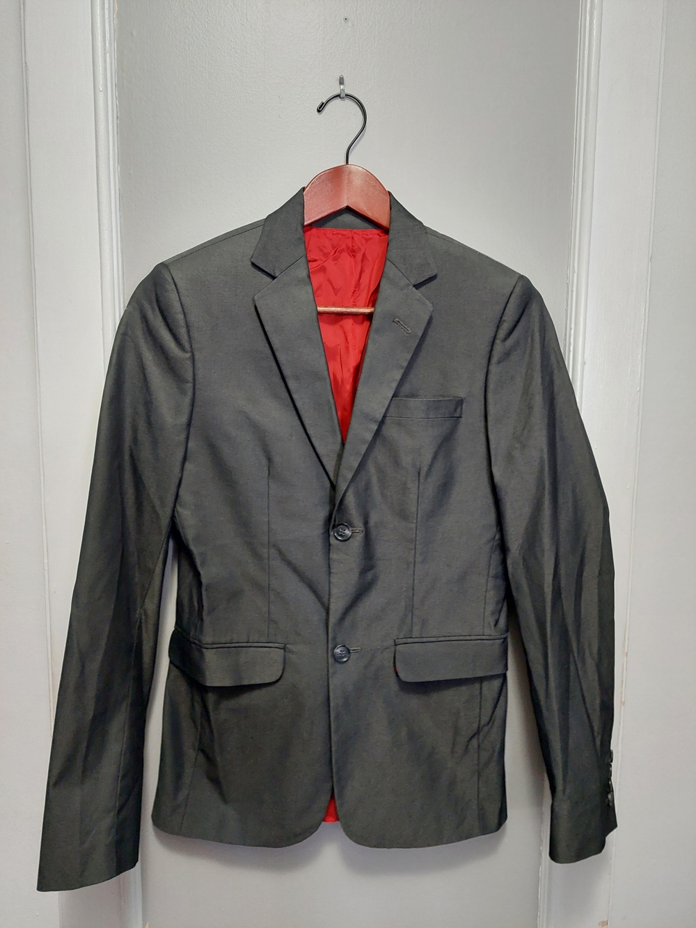 Naked & Famous Dark Gray Blazer with Red Lining - Size 36 R